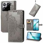 For Xiaomi 15 Mandala Flower Embossed Leather Phone Case(Gray)