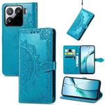 For Xiaomi 15 Mandala Flower Embossed Leather Phone Case(Blue)