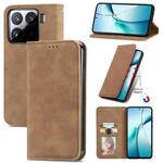 For Xiaomi 15 Retro Skin Feel Magnetic Flip Leather Phone Case(Brown)