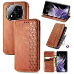 For Xiaomi Redmi Note 14 Pro+ 5G Cubic Grid Pressed Magnetic Leather Phone Case(Brown)