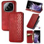 For Xiaomi Redmi Note 14 Pro+ 5G Cubic Grid Pressed Magnetic Leather Phone Case(Red)