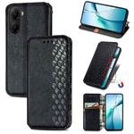For Xiaomi Poco X7 Pro Cubic Grid Pressed Magnetic Leather Phone Case(Black)