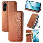 For Xiaomi Poco X7 Pro Cubic Grid Pressed Magnetic Leather Phone Case(Brown)