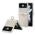 For Samsung Galaxy Z Flip4 Starry Sky Plated Ring Case-film Integrated Phone Case(Champagne Gold)