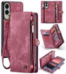 For Samsung Galaxy S25 Edge 5G CaseMe 008 Detachable Multifunctional Leather Phone Case(Wine Red)