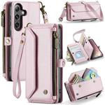 For Samsung Galaxy S25+ 5G CaseMe C36 Card Slots Zipper Wallet RFID Anti-theft Leather Phone Case(Pink)