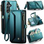 For Samsung Galaxy S25+ 5G CaseMe C36 Card Slots Zipper Wallet RFID Anti-theft Leather Phone Case(Blue)