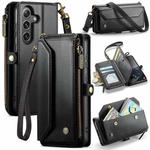For Samsung Galaxy S25 5G CaseMe C36 Card Slots Zipper Wallet RFID Anti-theft Leather Phone Case(Black)