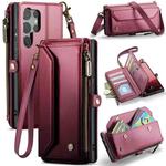 For Samsung Galaxy S25 Ultra 5G CaseMe C36 Card Slots Zipper Wallet RFID Anti-theft Leather Phone Case(Red)