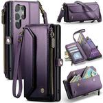 For Samsung Galaxy S25 Ultra 5G CaseMe C36 Card Slots Zipper Wallet RFID Anti-theft Leather Phone Case(Purple)