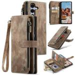 For Samsung Galaxy S25 5G CaseMe C30 Card Slots Zipper Wallet Leather Phone Case(Brown)