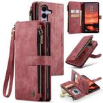 For Samsung Galaxy S25 5G CaseMe C30 Card Slots Zipper Wallet Leather Phone Case(Red)