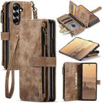 For Samsung Galaxy Z Fold7 CaseMe C30 Card Slots Zipper Wallet Leather Phone Case(Brown)