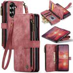 For Samsung Galaxy Z Fold7 CaseMe C30 Card Slots Zipper Wallet Leather Phone Case(Red)