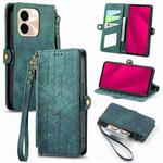 For vivo Y37 Pro Geometric Zipper Wallet Side Buckle Leather Phone Case(Green)