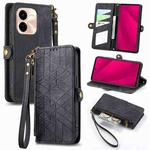 For vivo Y37 Pro Geometric Zipper Wallet Side Buckle Leather Phone Case(Black)