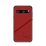 PINWUYO Full Coverage Waterproof Shockproof PC+TPU+PU Protective Case for Galaxy S10 5G(Red)