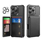 For iPhone 16 Pro Max ENKAY Hat-Prince Card Slot Wallet TPU Back Leather Phone Case with Lens Film(Black)