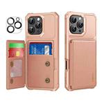 For iPhone 16 Pro Max ENKAY Hat-Prince Card Slot Wallet TPU Back Leather Phone Case with Lens Film(Rose Gold)