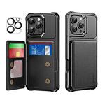 For iPhone 16 Pro ENKAY Hat-Prince Card Slot Wallet TPU Back Leather Phone Case with Lens Film(Black)