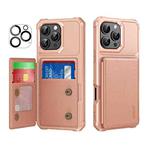 For iPhone 16 Pro ENKAY Hat-Prince Card Slot Wallet TPU Back Leather Phone Case with Lens Film(Rose Gold)