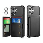 For iPhone 16 ENKAY Hat-Prince Card Slot Wallet TPU Back Leather Phone Case with Lens Film(Black)