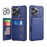 For iPhone 15 Pro ENKAY Hat-Prince Card Slot Wallet TPU Back Leather Phone Case with Lens Film(Dark Blue)