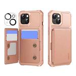 For iPhone 14 ENKAY Hat-Prince Card Slot Wallet TPU Back Leather Phone Case with Lens Film(Rose Gold)