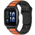 For Garmin Watch 20mm Two Color I-Shaped Silicone Watch Band(Black + Orange)