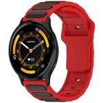 For Garmin Watch 22mm Two Color I-Shaped Silicone Watch Band(Red + Black)