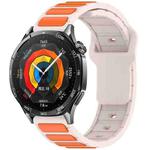 For Huawei Watch 22mm Two Color I-Shaped Silicone Watch Band(Starlight + Orange)