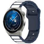 For Huawei Watch 20mm Two Color I-Shaped Silicone Watch Band(Midnight Blue + White)