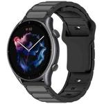 For Amazfit Bip 5 / GTR 4 / GTR 3 Flat Head Dual Color 22mm Quick Release Silicone Watch Band(Black Gray)