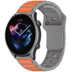 For Amazfit Bip 5 / GTR 4 / GTR 3 Flat Head Dual Color 22mm Quick Release Silicone Watch Band(Gray Orange)