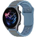 For Amazfit Bip 5 / GTR 4 / GTR 3 Flat Head Dual Color 22mm Quick Release Silicone Watch Band(Blue Gray)
