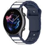 For Amazfit Bip 5 / GTR 4 / GTR 3 Flat Head Dual Color 22mm Quick Release Silicone Watch Band(Midnight Blue White)