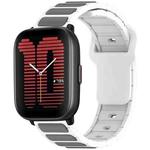 For Amazfit Active / GTR Mini / Bip 3 Flat Head Dual Color 20mm Quick Release Silicone Watch Band(White Gray)