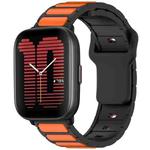 For Amazfit Active / GTR Mini / Bip 3 Flat Head Dual Color 20mm Quick Release Silicone Watch Band(Black Orange)