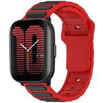 For Amazfit Active / GTR Mini / Bip 3 Flat Head Dual Color 20mm Quick Release Silicone Watch Band(Red Black)