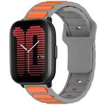 For Amazfit Active / GTR Mini / Bip 3 Flat Head Dual Color 20mm Quick Release Silicone Watch Band(Gray Orange)