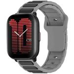 For Amazfit Active / GTR Mini / Bip 3 Flat Head Dual Color 20mm Quick Release Silicone Watch Band(Gray Black)