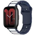 For Amazfit Active / GTR Mini / Bip 3 Flat Head Dual Color 20mm Quick Release Silicone Watch Band(Midnight Blue White)