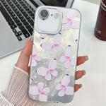 For iPhone 16e Plating Texture Butterfly TPU Phone Case with Glitter Lens Film(Pink Butterflies HU5)