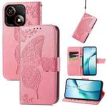 For ZTE Blade A35e 4G Butterfly Love Flower Embossed Leather Phone Case(Pink)