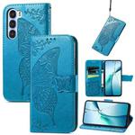 For ZTE Nubia S 5G Butterfly Love Flower Embossed Leather Phone Case(Blue)