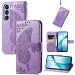 For ZTE Nubia S 5G Butterfly Love Flower Embossed Leather Phone Case(Lavender)