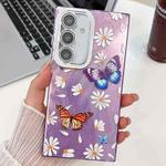 For Samsung Galaxy S24 5G Plating Texture Butterfly TPU Phone Case with Glitter Lens Film(Daisy Butterflies HU2)