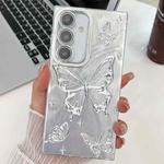 For Samsung Galaxy S24 5G Plating Texture Butterfly TPU Phone Case with Glitter Lens Film(Silver Butterflies HU6)