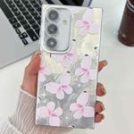 For Samsung Galaxy S24+ 5G Plating Texture Butterfly TPU Phone Case with Glitter Lens Film(Pink Butterflies HU5)