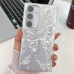 For Samsung Galaxy A16 5G Plating Texture Butterfly TPU Phone Case with Glitter Lens Film(Silver Butterflies HU6)